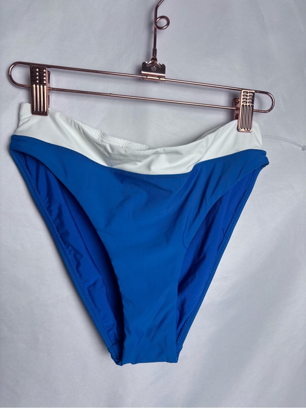 Pilyq Blue and White High-Waist Bikini Bottom - Women Swim